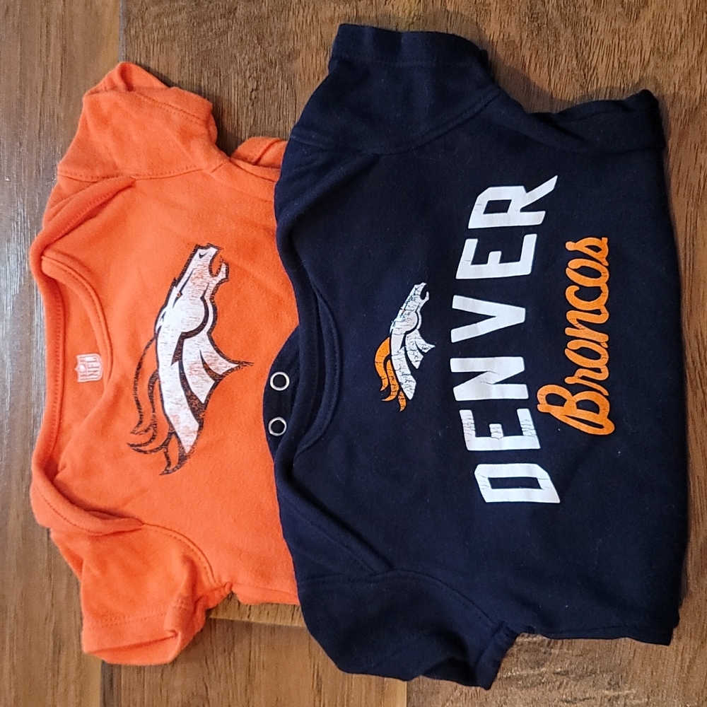 Denver Broncos 6/9 month onesies